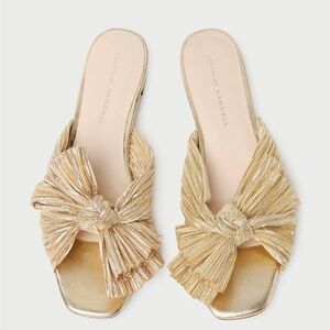 Loeffler Randall Daphne Gold Bow Slide Sandal - Size 8, fits like a size 7 - NWT